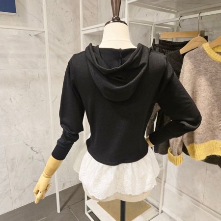 레이스 후드 니트