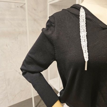 레이스 후드 니트