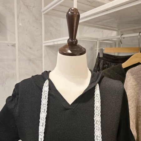 레이스 후드 니트