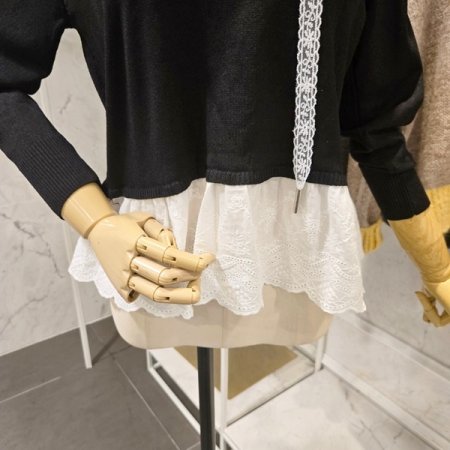 레이스 후드 니트