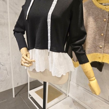 레이스 후드 니트