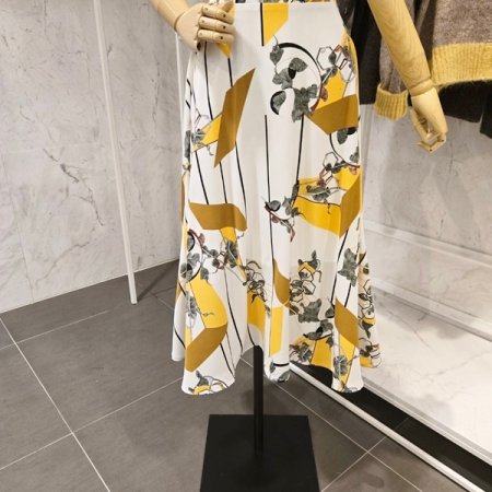 프린트 에이라인 스커트