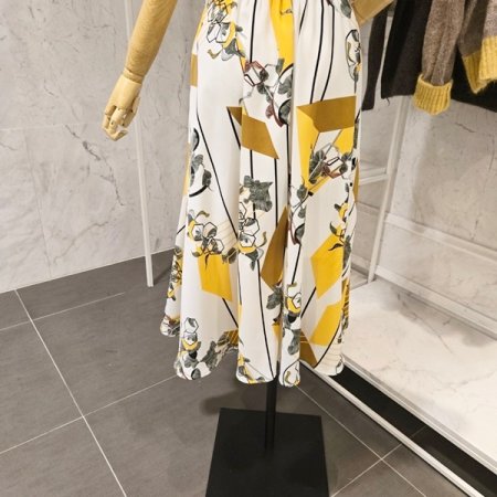 프린트 에이라인 스커트