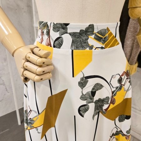 프린트 에이라인 스커트