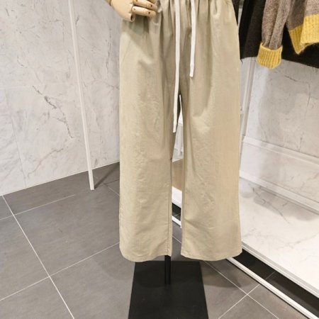 끈 무지 와이드 팬츠