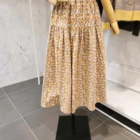 잎 프린트 밴딩 스커트