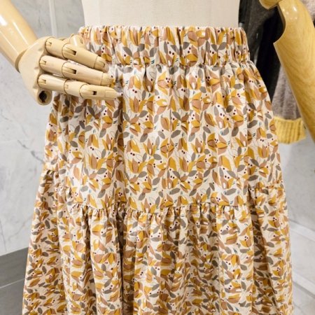 잎 프린트 밴딩 스커트