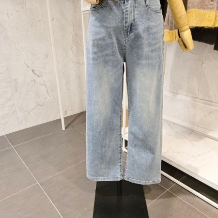 세미 와이드 데님 팬츠