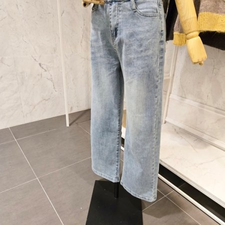 세미 와이드 데님 팬츠