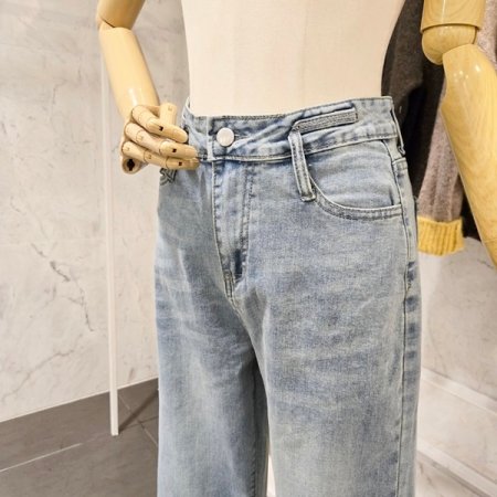 세미 와이드 데님 팬츠