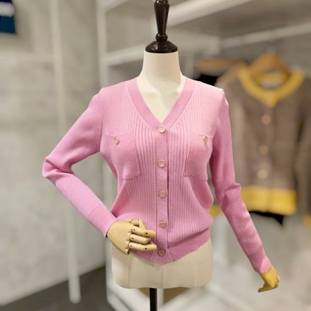 브이넥 포켓 골지 가디건