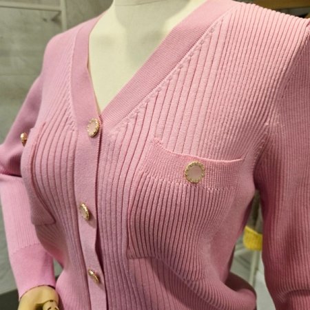 브이넥 포켓 골지 가디건