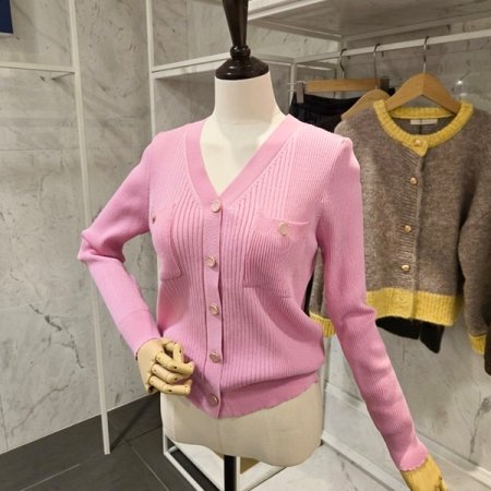 브이넥 포켓 골지 가디건