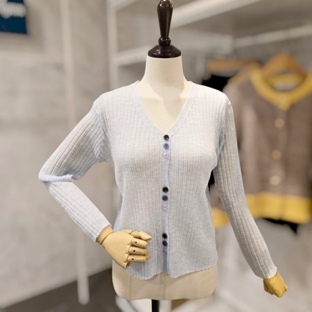 브이넥 미니단추 가디건