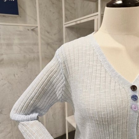 브이넥 미니단추 가디건