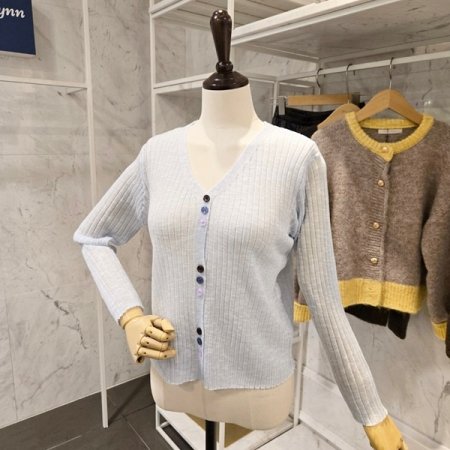 브이넥 미니단추 가디건