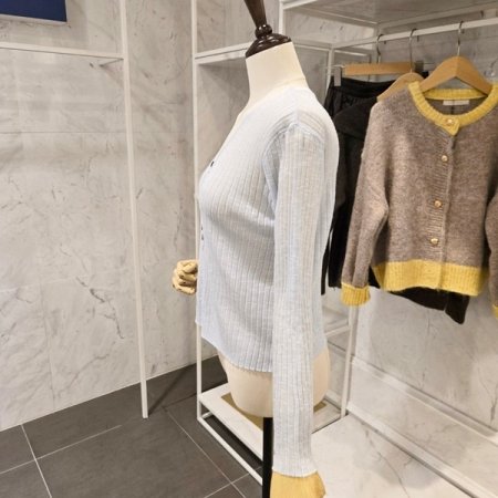 브이넥 미니단추 가디건