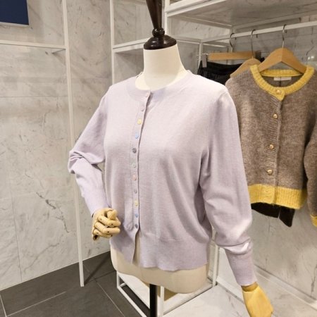 컬러단추 라운드 가디건