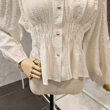 셔링 브이넥 블라우스