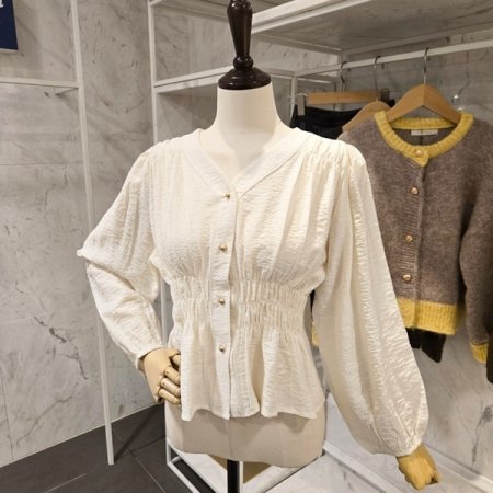 셔링 브이넥 블라우스