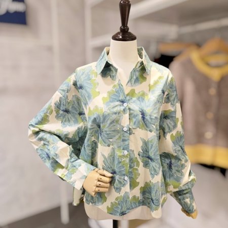 컬러 플라워 프린트 셔츠