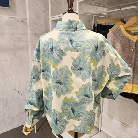 컬러 플라워 프린트 셔츠