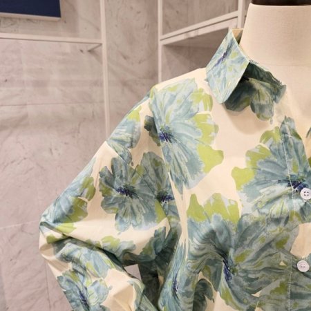 컬러 플라워 프린트 셔츠