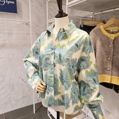 컬러 플라워 프린트 셔츠