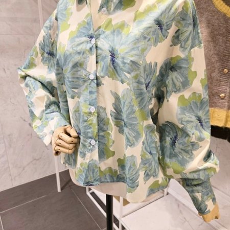 컬러 플라워 프린트 셔츠