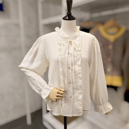 프릴 리본 블라우스