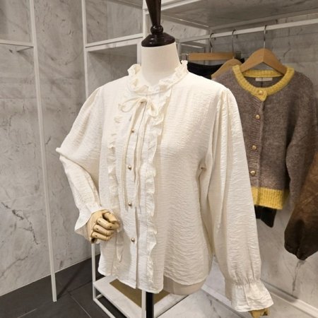 프릴 리본 블라우스