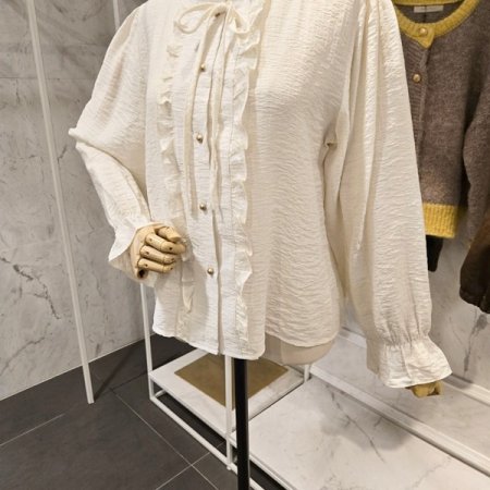 프릴 리본 블라우스