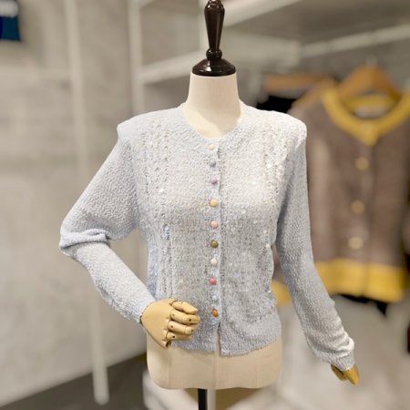 컬러 스팽글 부클가디건