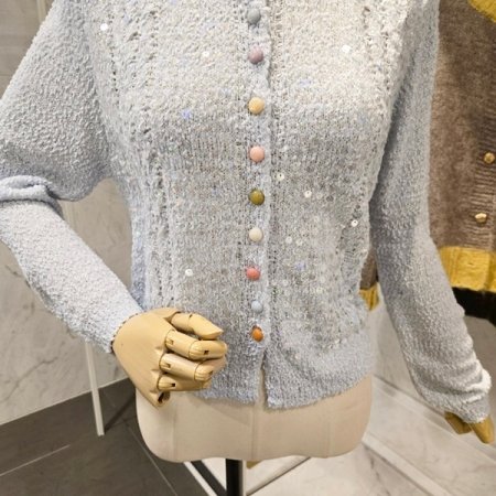 컬러 스팽글 부클가디건