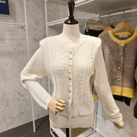 컬러 스팽글 부클가디건