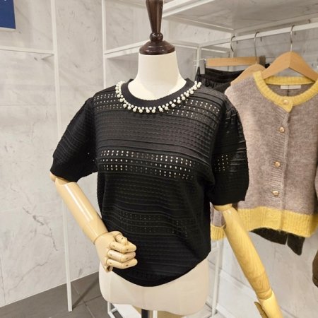 진주 5부소매 니트