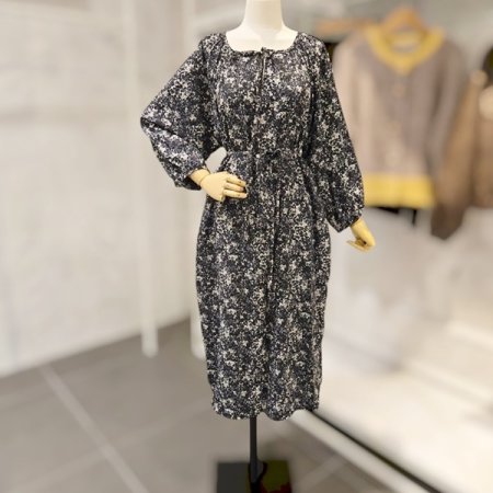 허리 끈 플라워 원피스