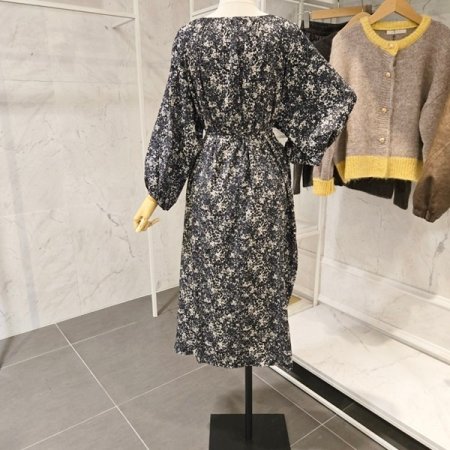 허리 끈 플라워 원피스