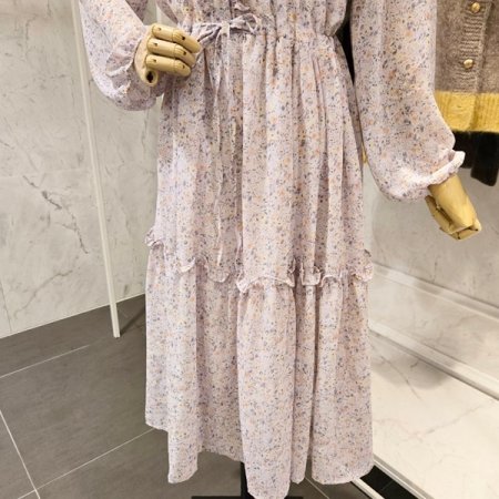 프릴 플라워 스트링 원피스