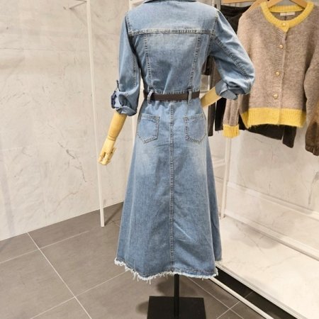 벨트 데님 원피스