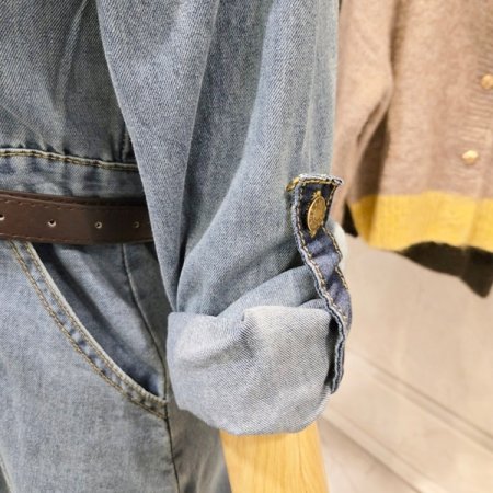 벨트 데님 원피스