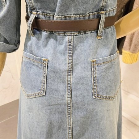 벨트 데님 원피스