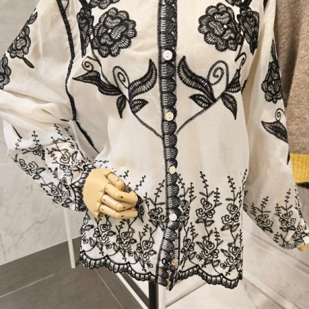 플라워 자수 셔츠