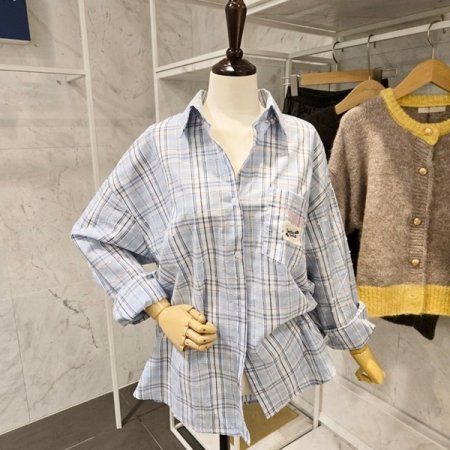 포켓 체크 셔츠