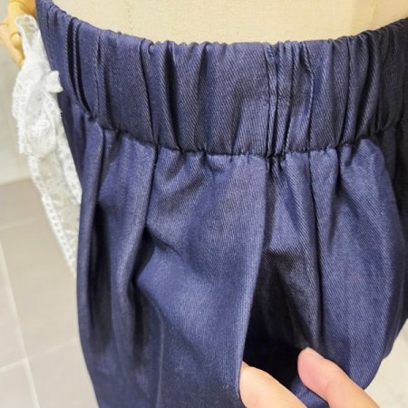 레이스 끈 밴딩 와이드팬츠