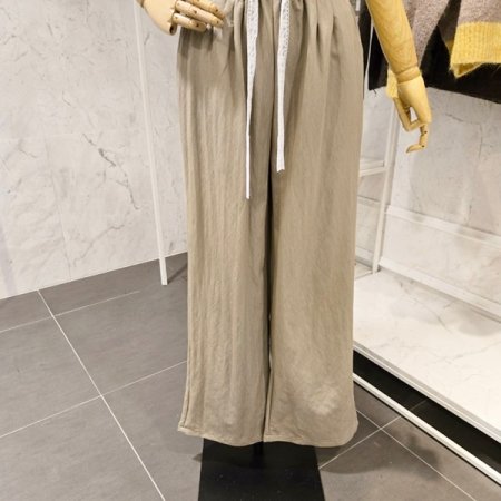 레이스 끈 밴딩 와이드팬츠