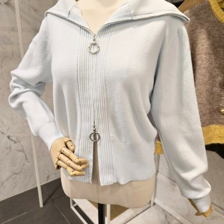 카라 투웨이 집업 가디건