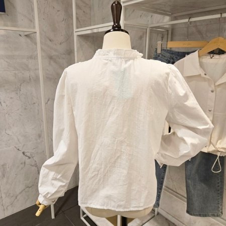 양 프릴 레이스 셔츠