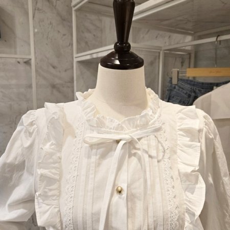 양 프릴 레이스 셔츠