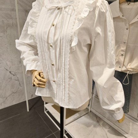 양 프릴 레이스 셔츠